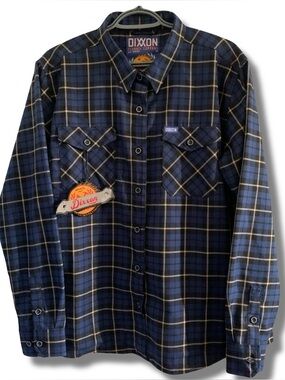NWT Dixxon McKenzie Strange Brew Blue Plaid Long Sleeve Flannel Shirt Size XXL